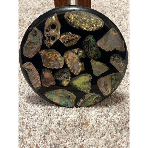 Abalone Shell Trivet Betty’s Shell Lustrous  Lucite Round Trivet Vintage - Picture 5 of 6